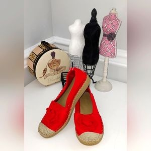 Taryn Rose Red Neoprene Quincy Weatherproof Suba Rose Wedge Size 7 Pre-owned